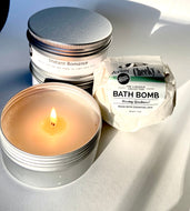 Romance candle and bath bomb combo